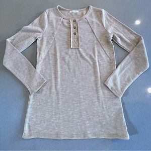 Reborn J Heathered Yellow Hue Buttoned Henley Top Sz Large NWOT